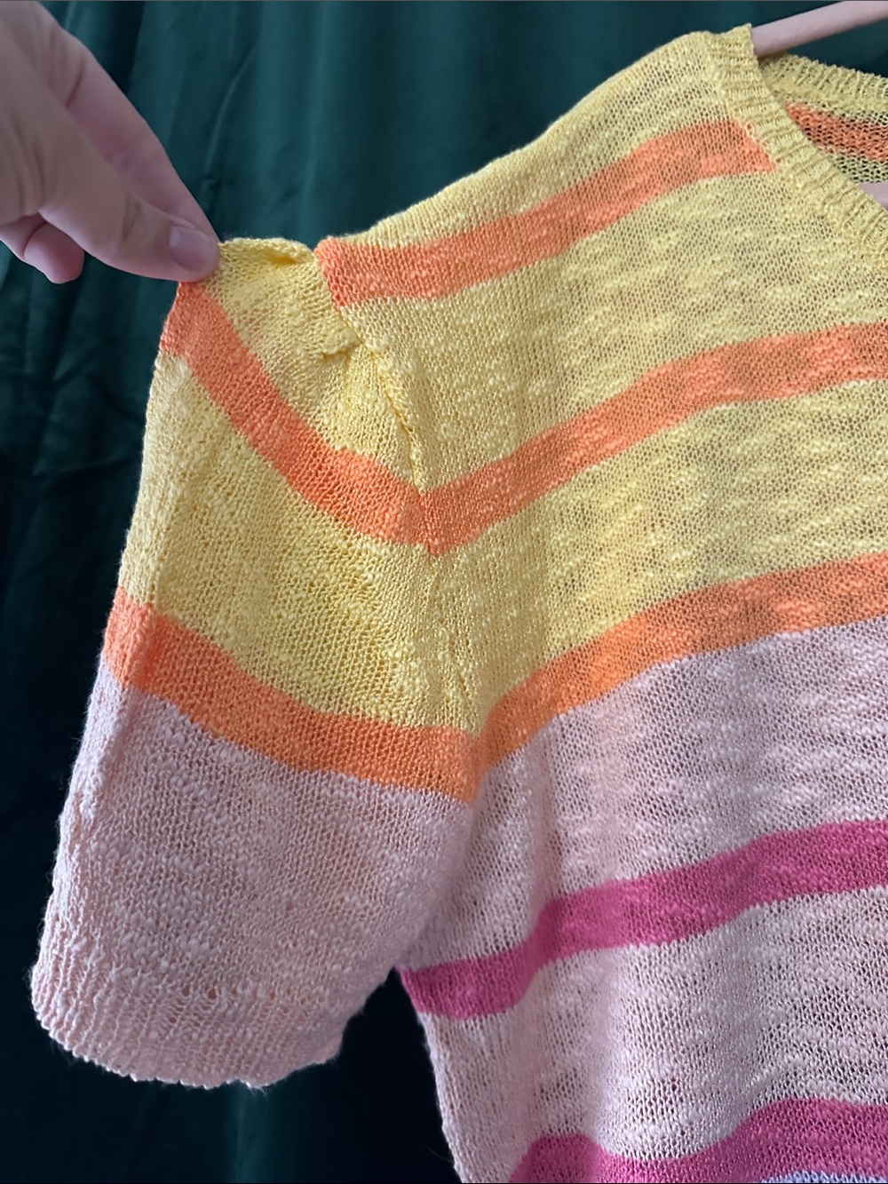 BiBi Pastel Multicolor Stripe Crewneck Sweater - Yellow, Pink, Purple, Mint - Picture 5 of 6